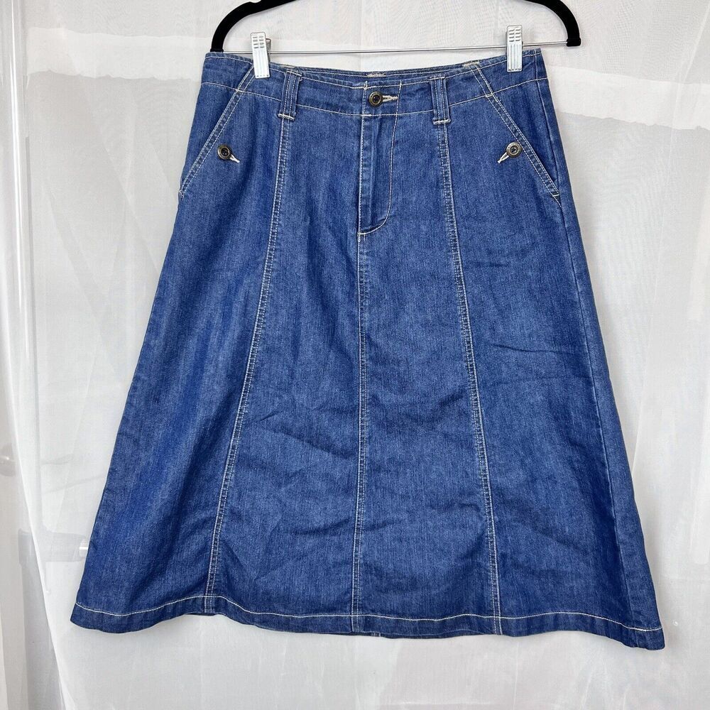Vintage 90s White Stag denim midi skirt sz 8 stretch cotton cottagecore western